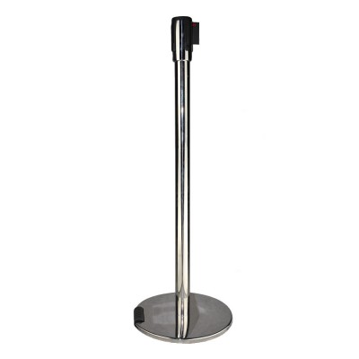 Retracta-Belt stanchions,crowd control barrier with wheeled iron base.